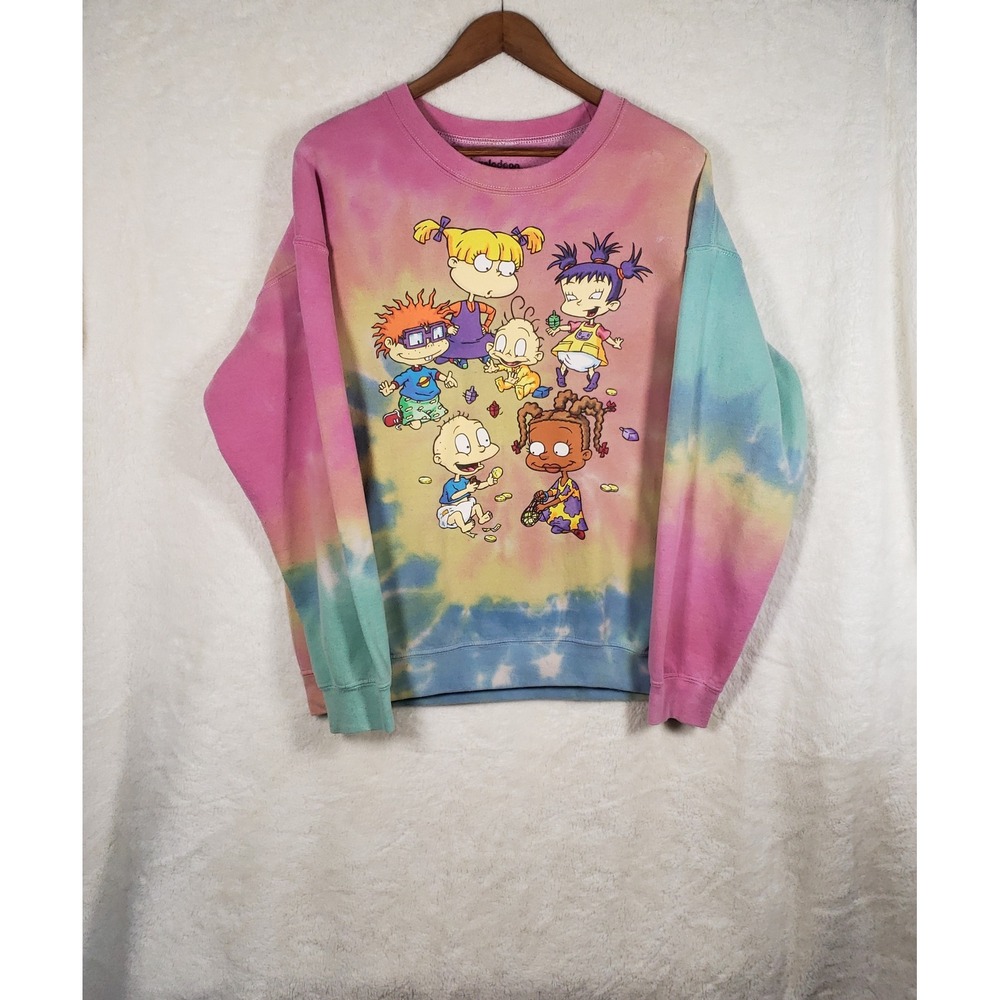 Nickelodeon Rugrat Graphic Tie Dye Sweatshirt 90s Revival Retro Pastel Baggy LG